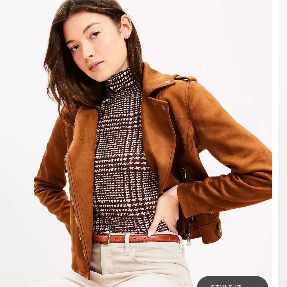 LOFT - Houndstooth Long Sleeve Turtleneck Top